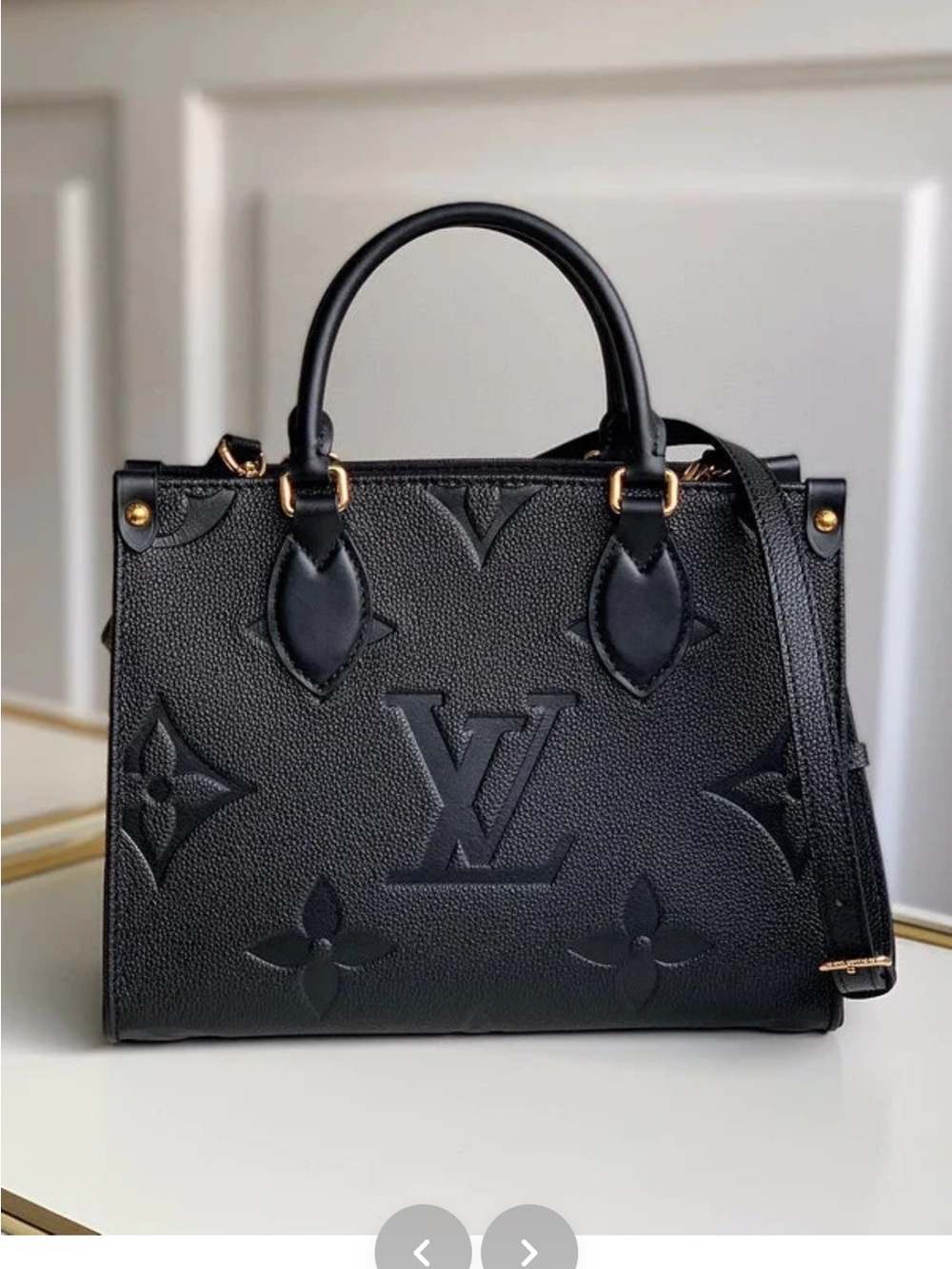 Luxury Black large Malle Embossed Leather Tote